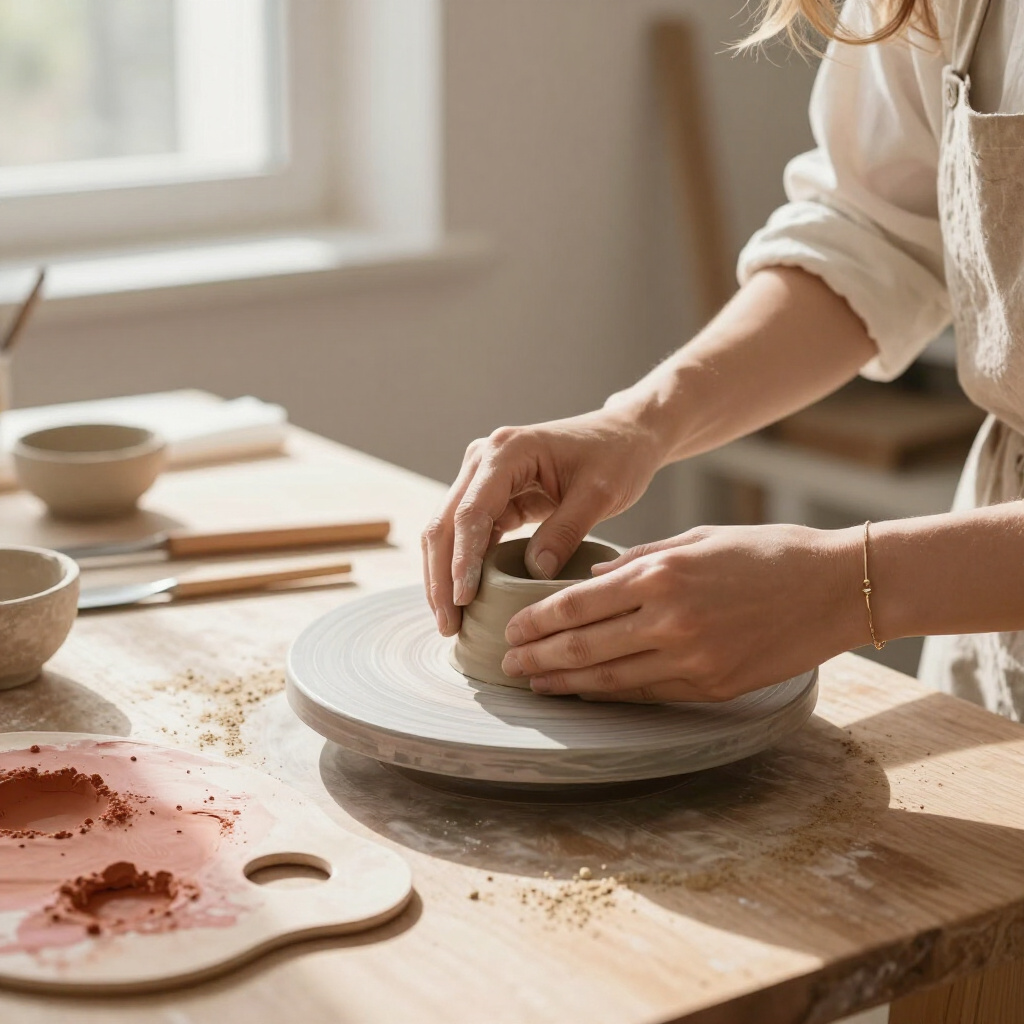 Mani che lavorano la ceramica